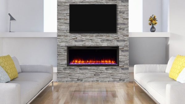 Click to view 50" ALLUSION PLATINUM RECESSED LINEAR ELECTRIC FIREPLACE
