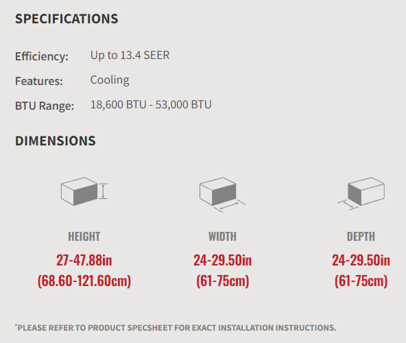 13.4 SEER Specifications